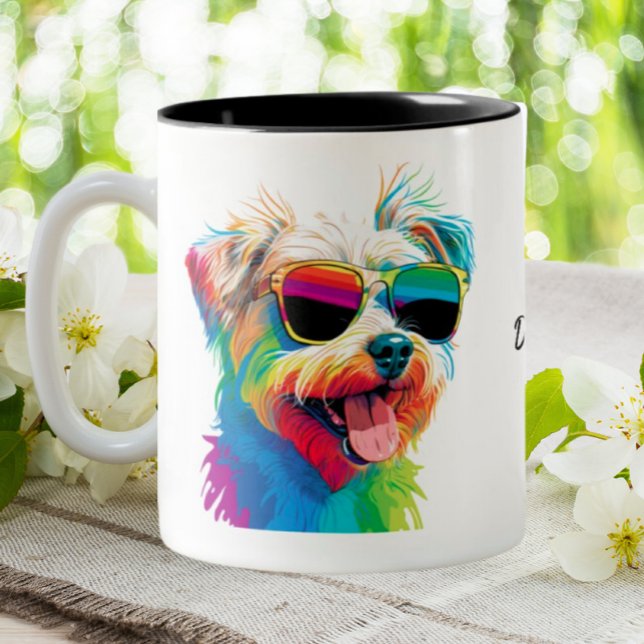 Tasse 2 Couleurs Couleur Maltese Pup Chien Maman Personnalisée (Créateur téléchargé)