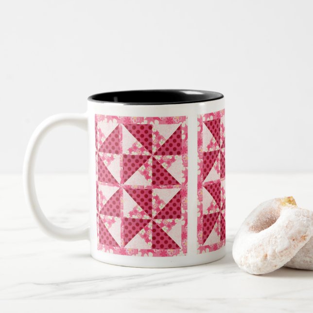 Tasse 2 Couleurs Couleur Pointe Rose (Avec donut)