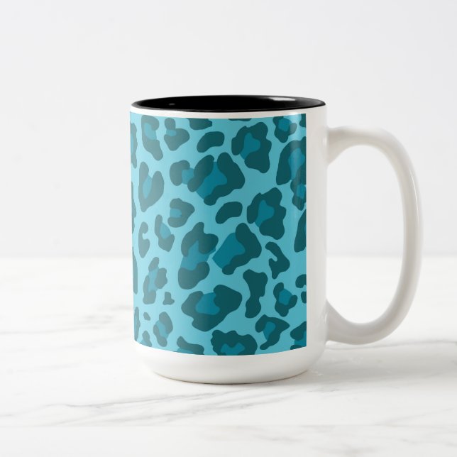 Tasse 2 Couleurs Couleurs Empreintes de léopard de bleu (Droit)