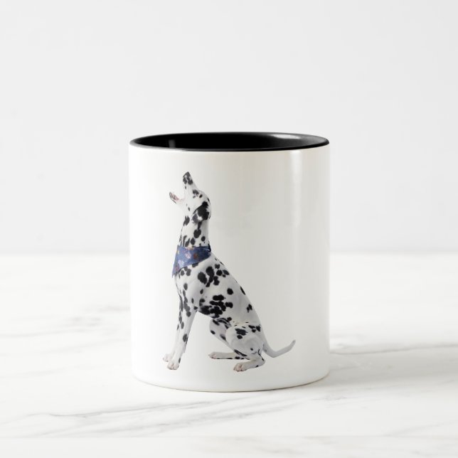Tasse 2 Couleurs Coupable chien dalmate assis (Centre)
