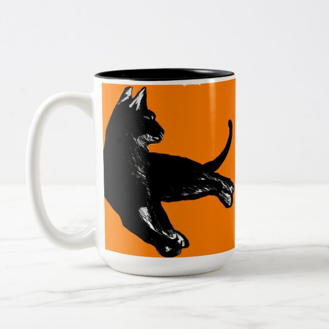 Tasse 2 Couleurs Coupe Black Cat Halloween (Gauche)