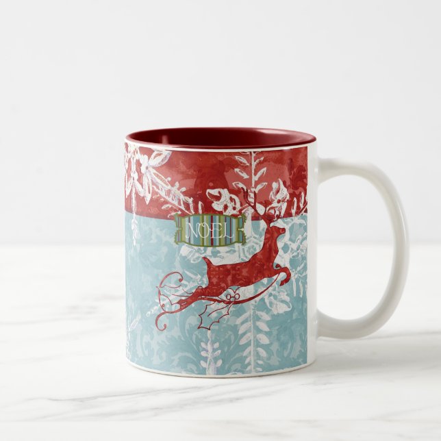 Tasse 2 Couleurs Coupe Contemporaine de café Noel Reindeer Noel (Droit)