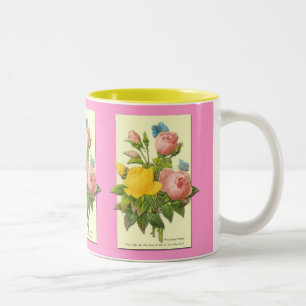 Tasse 2 Couleurs Coupe de café Rose Vintage rose jaune