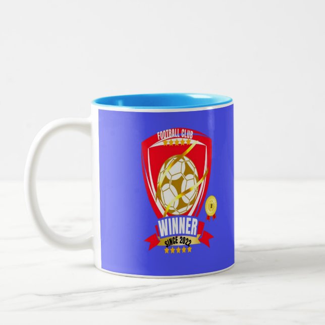 Tasse 2 Couleurs Coupe de luxe bleu et médaille d'or pour le gagnan (Gauche)