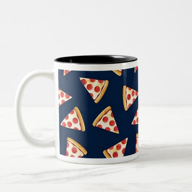 Tasse 2 Couleurs Coupe de pizza dans la marine (Gauche)