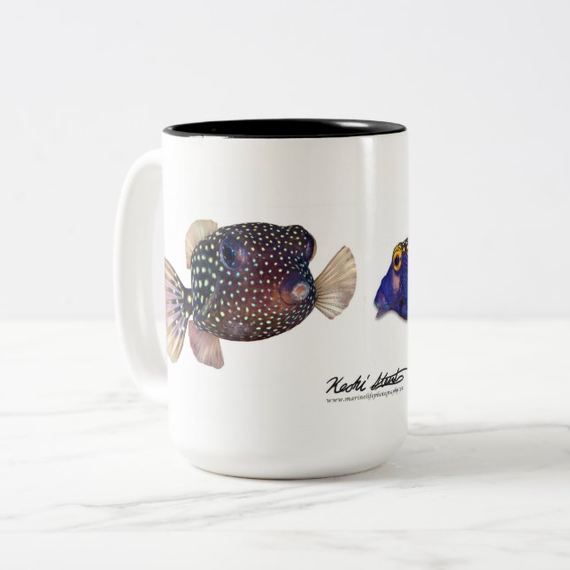 Tasse 2 Couleurs Couple de coquillages, Ostracion meleagris (Devant gauche)