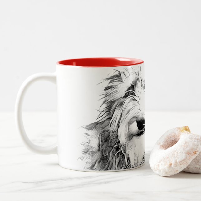 Tasse 2 Couleurs couple de lévriers écossais (Avec donut)