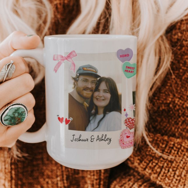 Tasse 2 Couleurs Couple personnalisé mignonne photos et cadeau text (Créateur téléchargé)