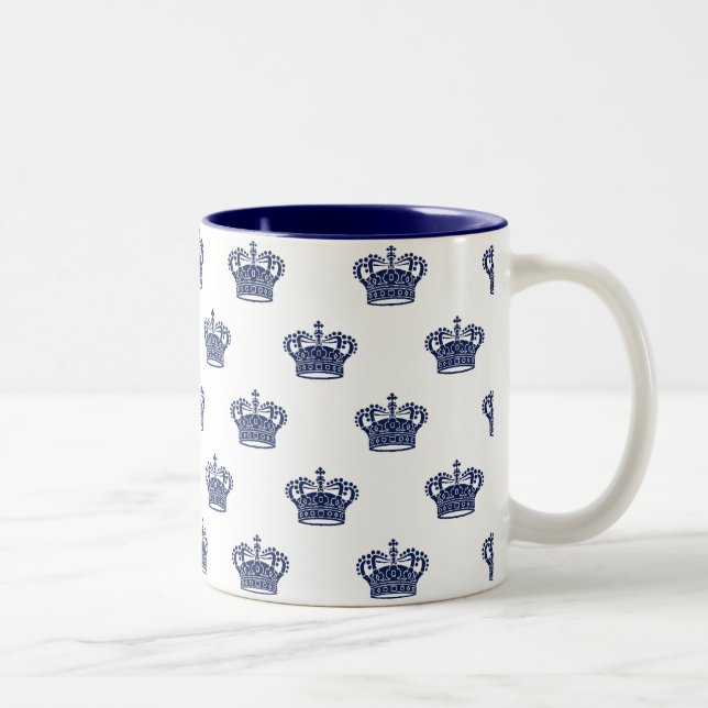 Tasse 2 Couleurs Couronne 01 - Bleu de marine sur blanc (Droit)