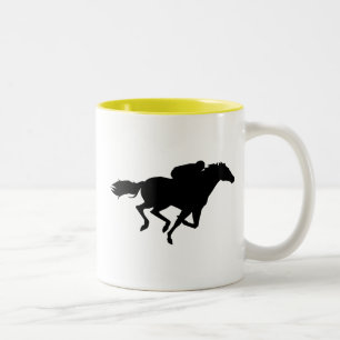 Tasse 2 Couleurs Course de chevaux ; jaune