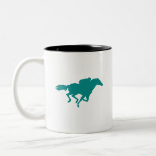 Tasse 2 Couleurs Course Turquoise de chevaux verts