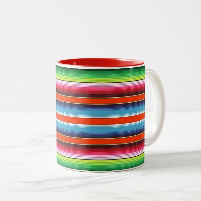 Tasse 2 Couleurs Couverture traditionnelle de Mexicain de fiesta de (Devant droit)