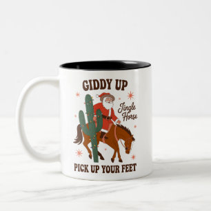 Tasse 2 Couleurs Cow-boy Giddy Up Jingle Cheval Levez les Pieds