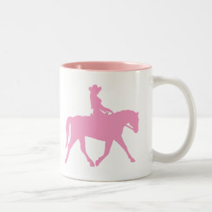 Tasse 2 Couleurs Cow-girl montant son cheval (rose)