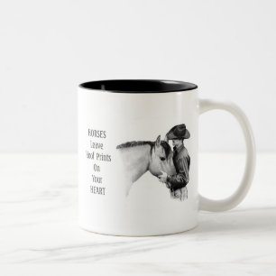 Tasse 2 Couleurs Cowboy : Chevaux : Copies de sabot : Dessin au