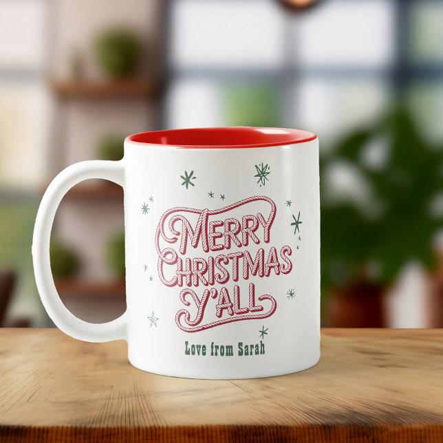 Tasse 2 Couleurs Cowboy Noël Occidental Joyeux Noël Y'all (Créateur téléchargé)