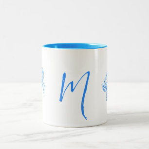 Tasse 2 Couleurs Crabe bleu vintage -monogrammé