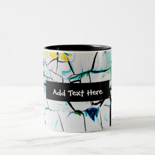 Tasse 2 Couleurs Cracks Abstraits en bleu jaune vert