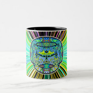 Tasse 2 Couleurs Crâne tatoué coloré v1