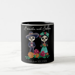 Tasse 2 Couleurs Crânes de sucre de la fête des morts sur fond noir