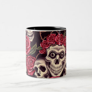 Tasse 2 Couleurs Crânes et roses