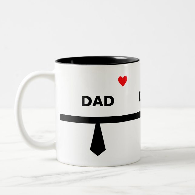 Tasse 2 Couleurs Cravate papa moderne en noir et blanc (Gauche)
