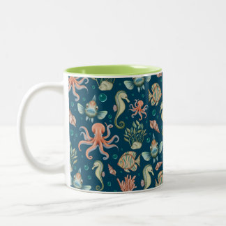 Tasse 2 Couleurs Créatures sous-marines en bleu