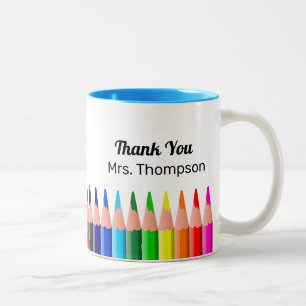 Tasse 2 Couleurs Créer des crayons couleur Merci enseignant