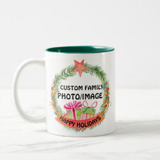 Tasse 2 Couleurs Créer votre propre photo de famille de Noël