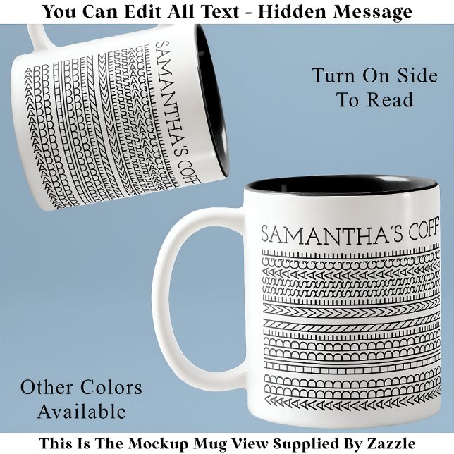 Tasse 2 Couleurs Créez votre propre message long caché 148BW (Créateur téléchargé)