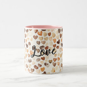Tasse 2 Couleurs Crème de Café Marron Cœurs de Pêche