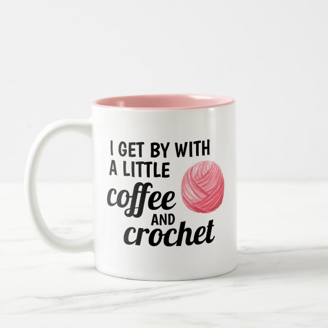 Tasse 2 Couleurs Crochet rose et fil de café (Gauche)