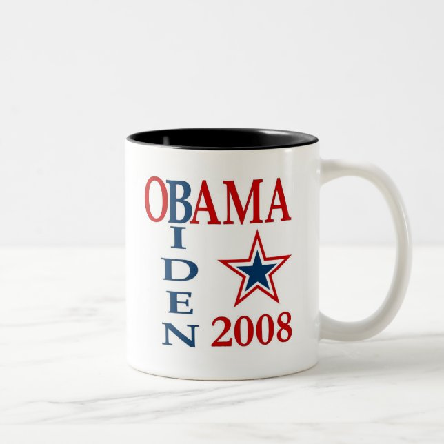 Tasse 2 Couleurs Croix 2008 d'Obama Biden (Droit)