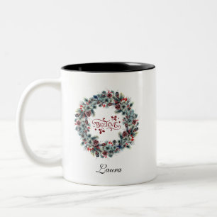 Tasse 2 Couleurs CROYER Noël Wreath CROIRE Typographie Monogramme