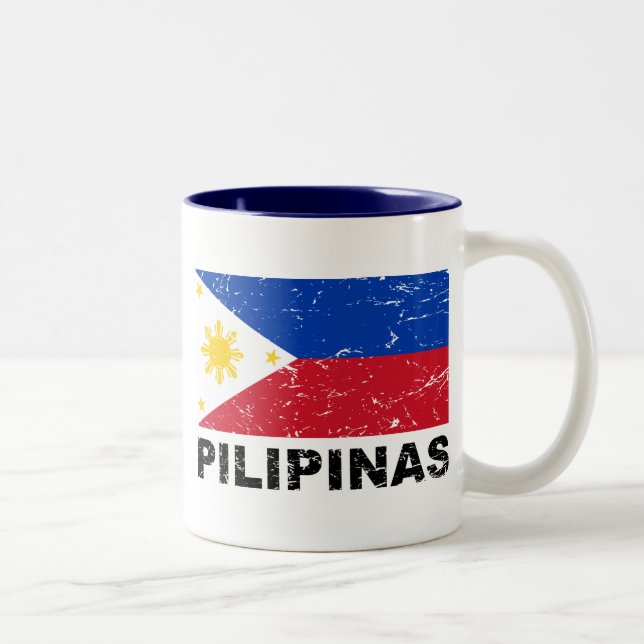 Tasse 2 Couleurs Cru de drapeau de Philippines (Droit)