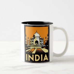 Tasse 2 Couleurs cru de voyage d'art déco du Taj Mahal Inde rétro
