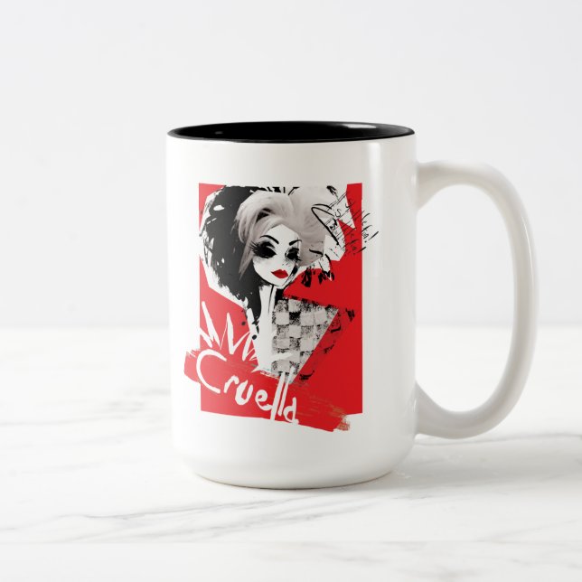 Tasse 2 Couleurs Cruella | Modèle mode Cruella Collage (Droit)