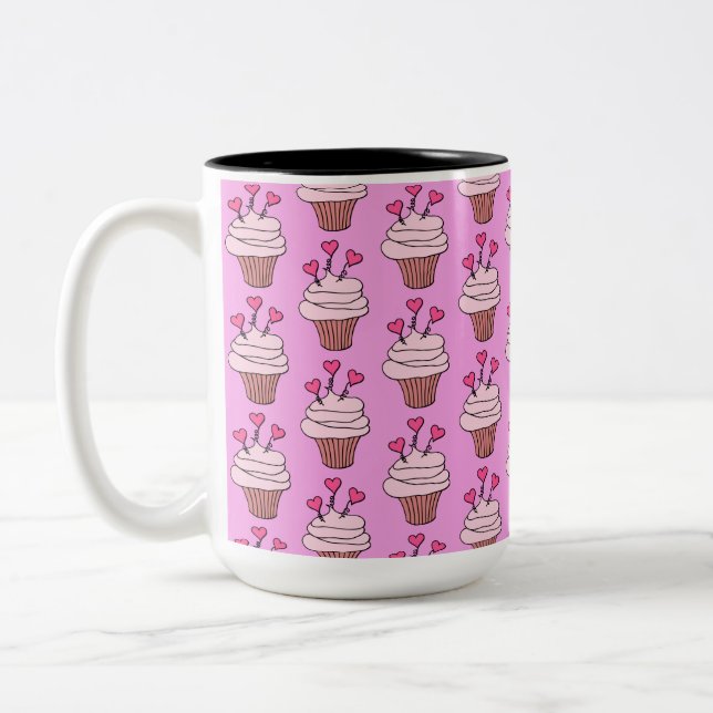 Tasse 2 Couleurs Cubes Cupcakes Rose (Gauche)