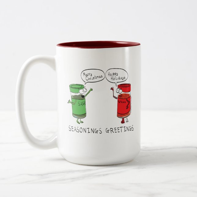 Tasse 2 Couleurs Cuisine de Noël Drôle Chef épices (Gauche)