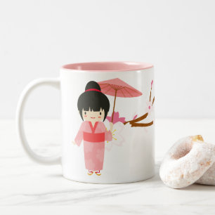 Tasse 2 Couleurs Cuisine japonaise rose cerise en fleurs Geisha