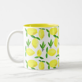Tasse 2 Couleurs Cuisine Lemon Decor, Aquarelle Fruit Decor