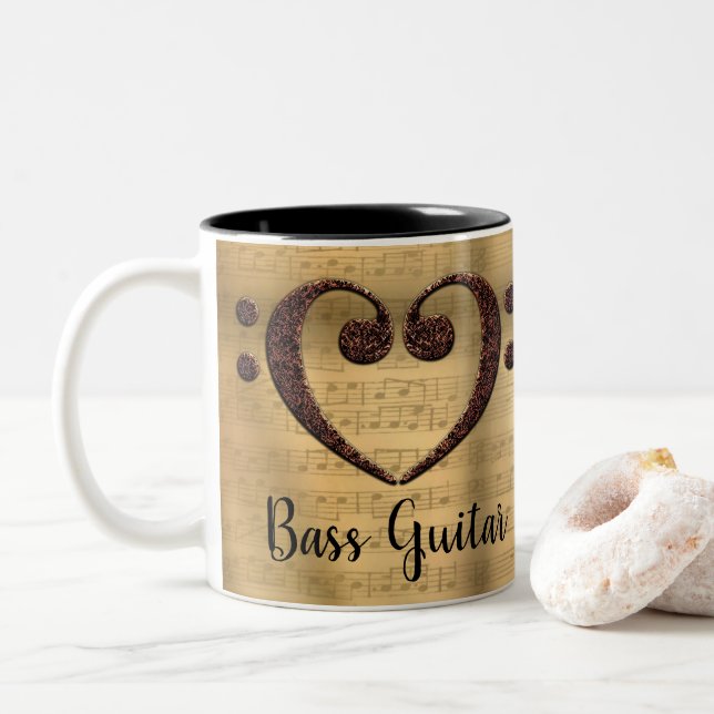 Tasse 2 Couleurs Cuivre Double basse Clef Heart Bass Guitare (Avec donut)