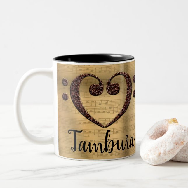 Tasse 2 Couleurs Cuivre Double basse Clef Heart Tambura (Avec donut)