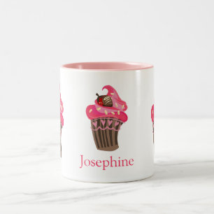 Tasse 2 Couleurs Cupcake rose Whimsy personnalisé