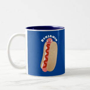 Tasse 2 Couleurs Curieux hot dog Weiner dessin animé