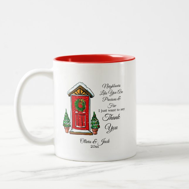 Tasse 2 Couleurs custom Christmas gift for neighbours - neighbours  (Gauche)