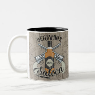 Tasse 2 Couleurs Custom Cowboy Revolver Gun Whiskey Saloon