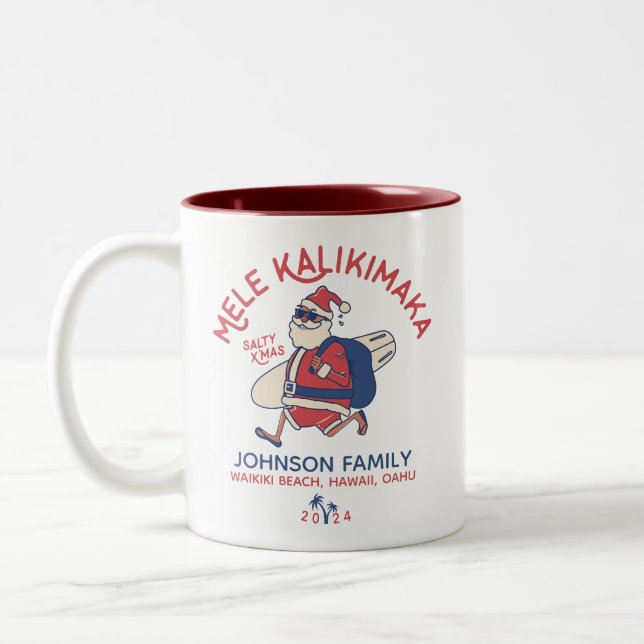 Tasse 2 Couleurs Custom Mele Kalikimaka Père Noël Noël hawaïen (Gauche)