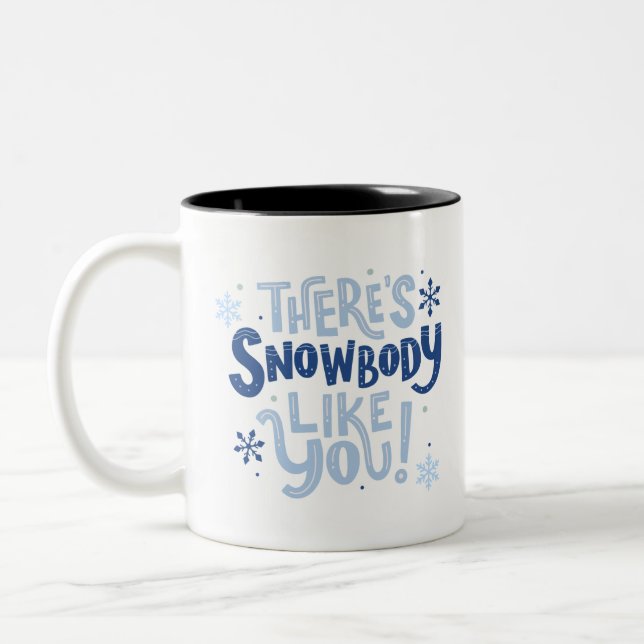 Tasse 2 Couleurs Cute Blue Monochrome Snowflake Motivation (Gauche)