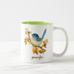 Tasse 2 Couleurs Cute Boug d'oiseaux bleus personnalisé